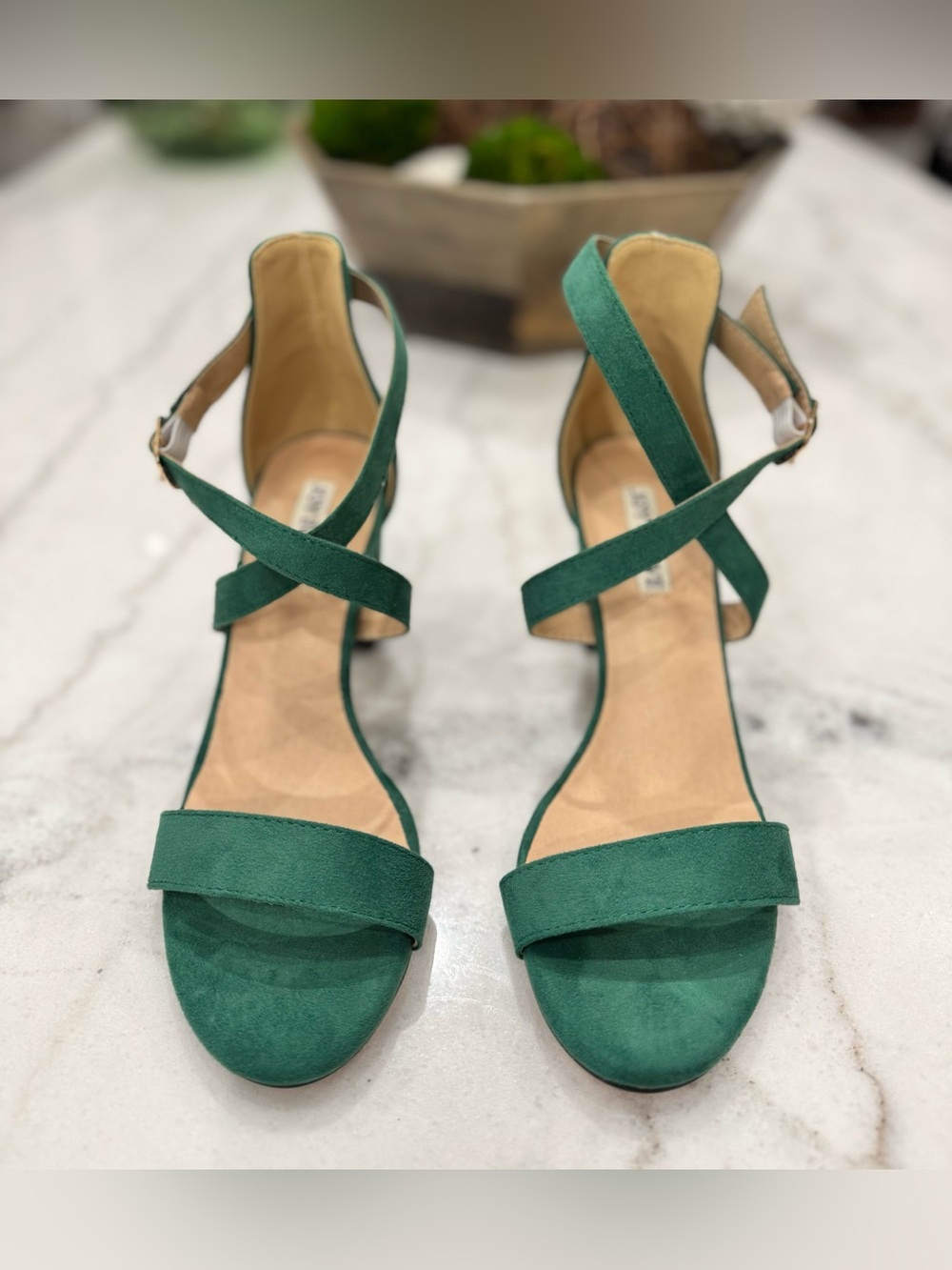 Emerald Green Crisscross Ankle Strap Heels Kelly Green Size 6.5